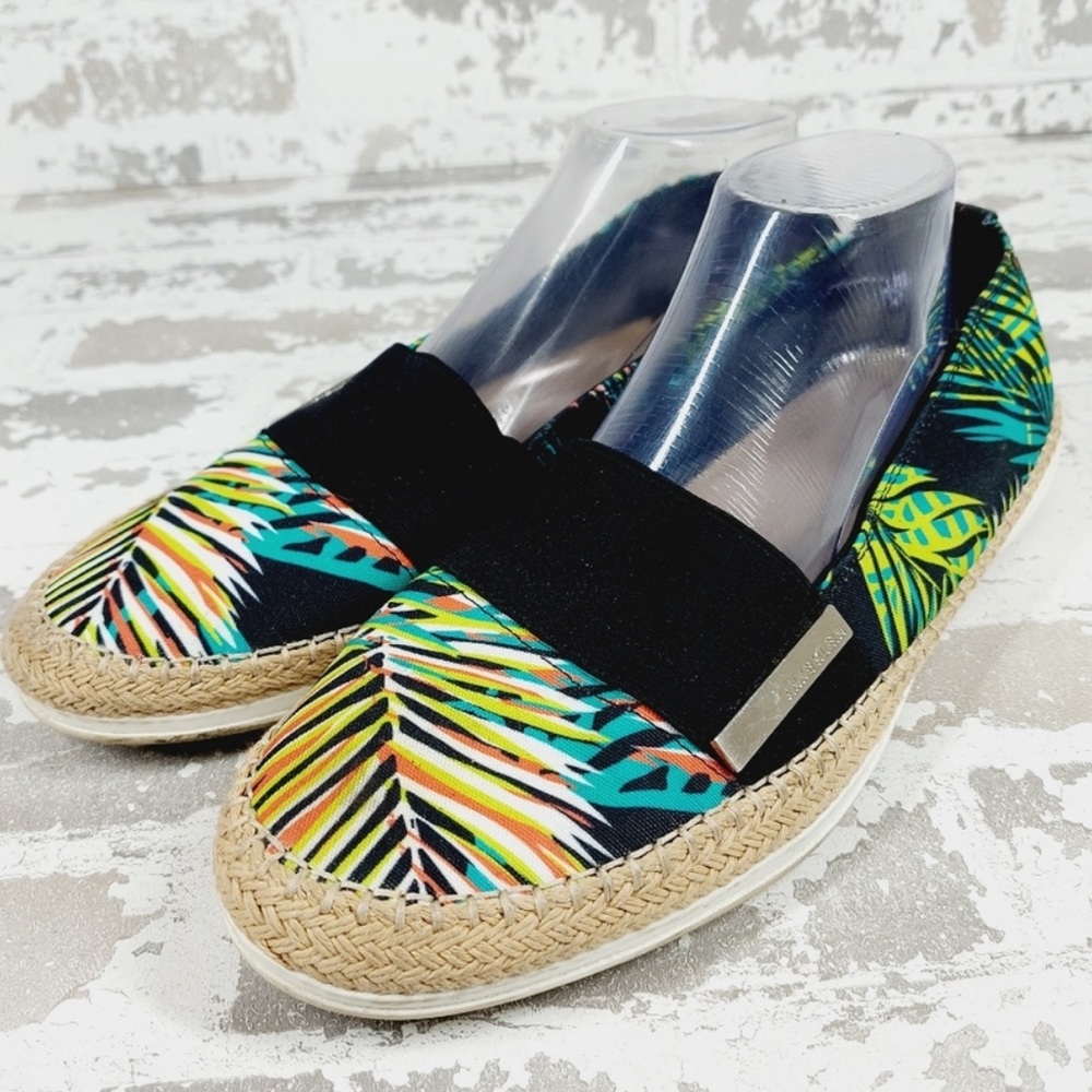 Anne Klein espadrille flats tropical palms 10.5 akzilya